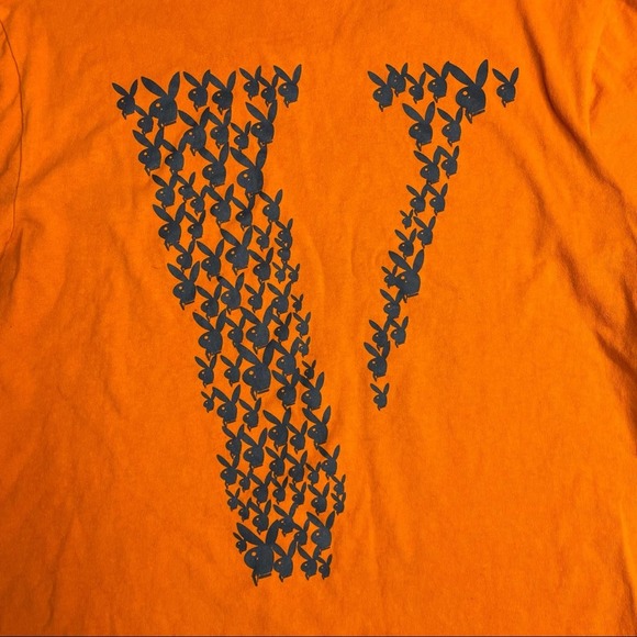 Playboy x Vlone x Playboi Carti Collab Orange T Shirt Size Medium - Picture 5 of 8